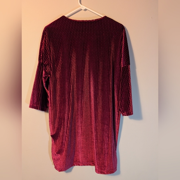 ZARA Burgundy Velvet Tunic Top S Womens - Picture 5 of 6